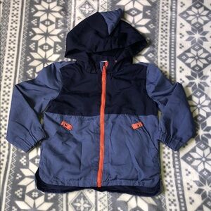 Tommy Bahama Boys Navy and Blue Raincoat with Orange Zipper